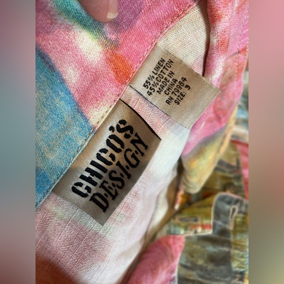 Chico’s Linen and Cotton Colorful Jacket Large 🌿🍃 - Picture 5 of 7